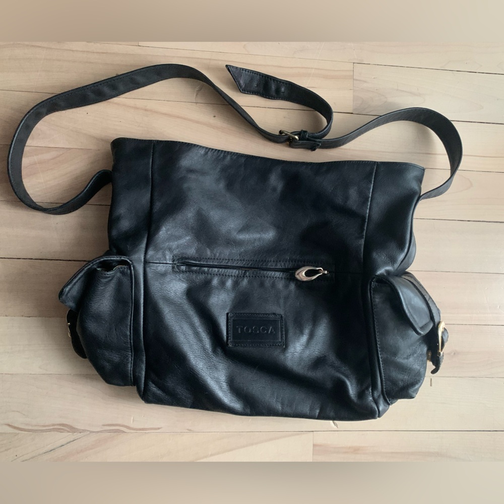 TOSCA Black Leather Shoulder Bag